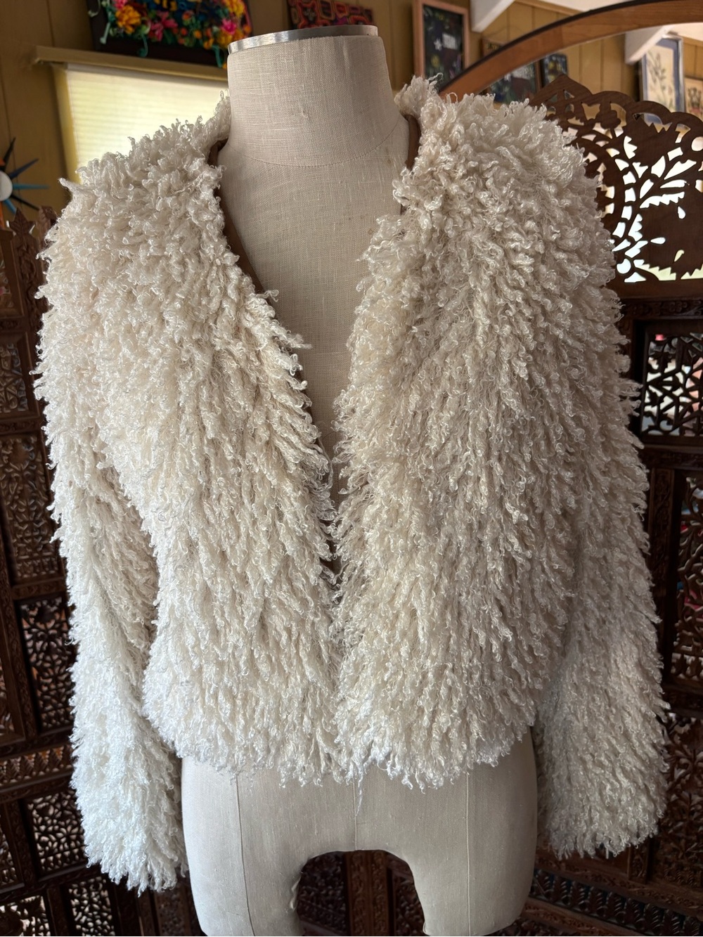 Mystree Cream Shaggy Teddy Jacket